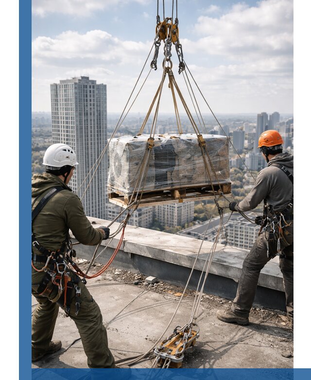 Подъем и монтаж крупногабаритных грузов на крышу в Новом Уренгое
