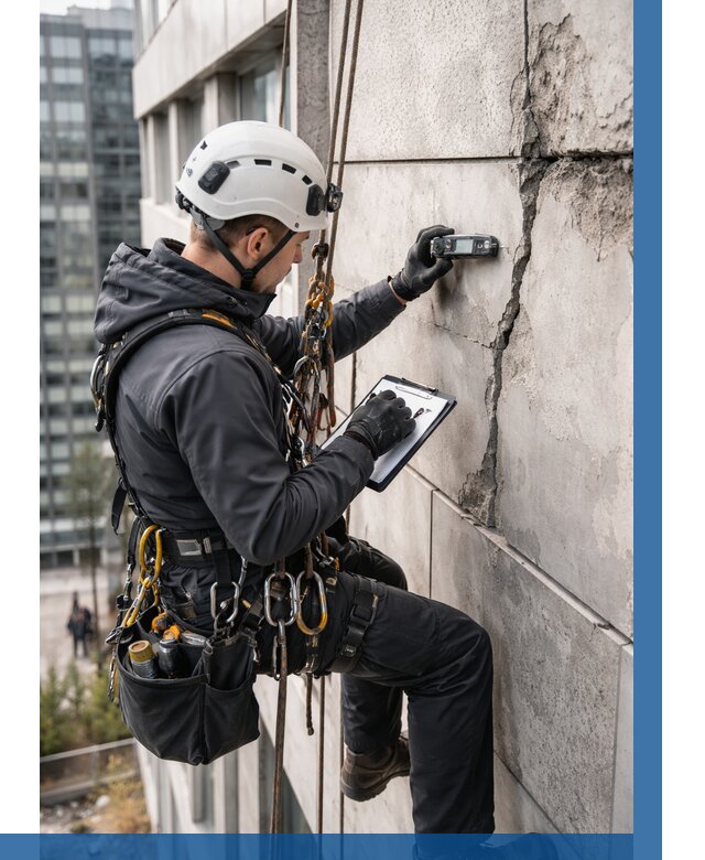 Обследование фасада альпинистами в Новом Уренгое от 125 р. | ВЫСОТНИК-Нвг