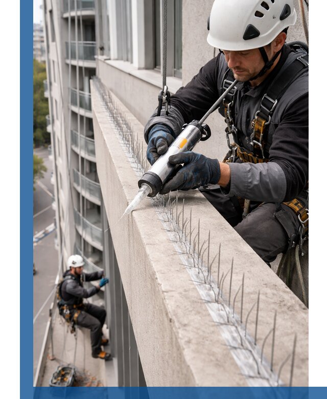 Установка шипов от птиц на фасадах и кровлях в Новом Уренгое